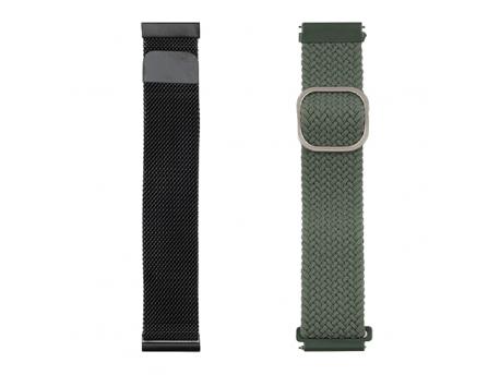 JUST IN CASE NARUKVICA 2in1 tekstil/metal 22mm MASLINA+CRNA