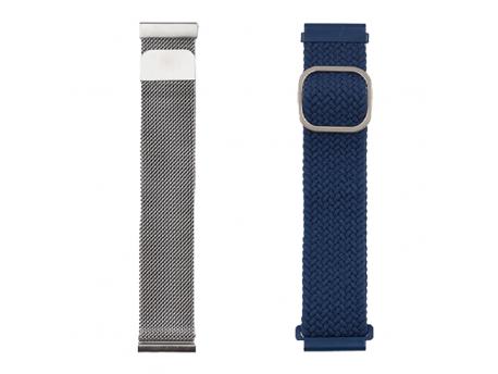 JUST IN CASE NARUKVICA 2in1 tekstil/metal 22mm TEGET+SILVER
