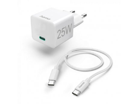 HAMA Mini Brzi Punjac Sa USB-C Kablom, PD, 25W, 1.5m Beli