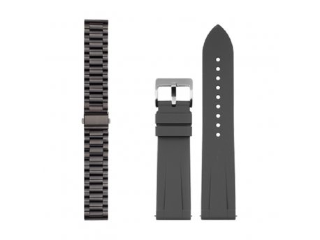 JUST IN CASE NARUKVICA 2IN1 SILIKON/METAL 22MM SIVA+CRNA
