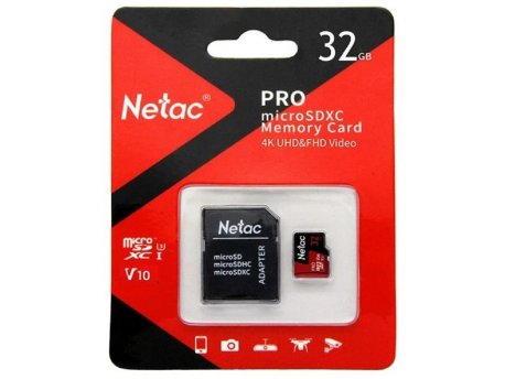 NETAC Micro SDHC, 32GB, P500 Extreme Pro + SD adapter (NT02P500PRO-032G-R)