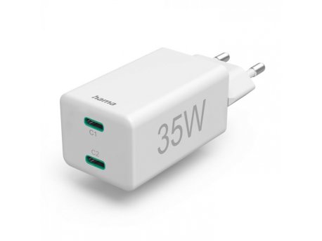 HAMA Kucni Punjac PD/Qualcomm 2xUSB-C, 35W Beli 201694