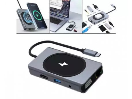 FAST ASIA Adapter TIP-C HUB 9 u 1 + wireless punjenje