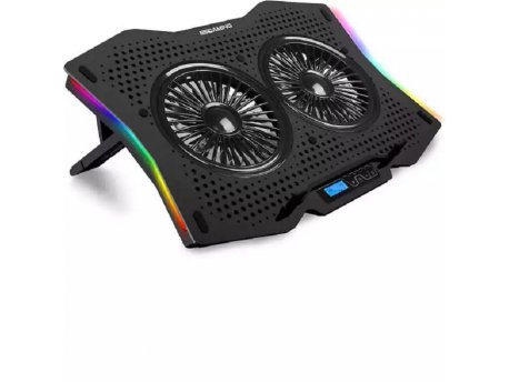 ZEUS Postolje za laptop ES-AA4 14-18inc USB x 2/Ventilator 2x110/RGB digitalni kotroler LCD/Black