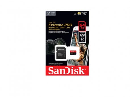 SANDISK SDXC 64GB Micro Extreme Pro 200MB/s A2 C10 V30 UHS-I US+Ad