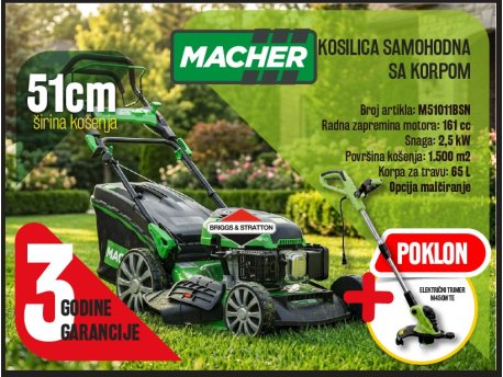 MACHER M51011BSN samohodna motorna kosilica 2,2 kW