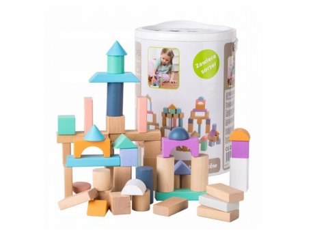 ECO TOYS DRVENE KOCKE 100 KOMADA bucket + sorter