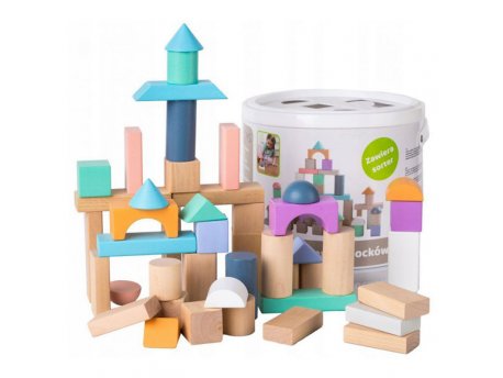 ECO TOYS DRVENE KOCKE 50 KOMADA bucket + sorter