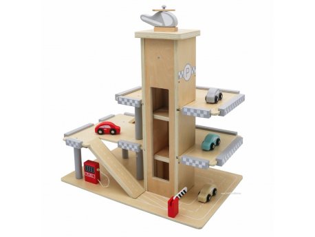ECO TOYS VELIKA DRVENA GARAŽA SA PARKINGOM I LIFTOM + AUTOMOBILI