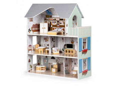 ECO TOYS DRVENA KUĆICA ZA LUTKE SA NAMEŠTAJEM Emma Residence