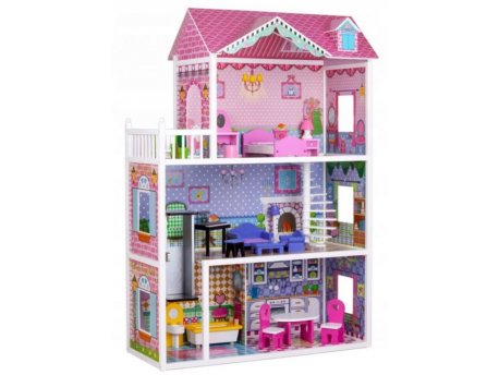ECO TOYS DRVENA KUĆICA ZA LUTKE SA LIFTOM Strawberry residence