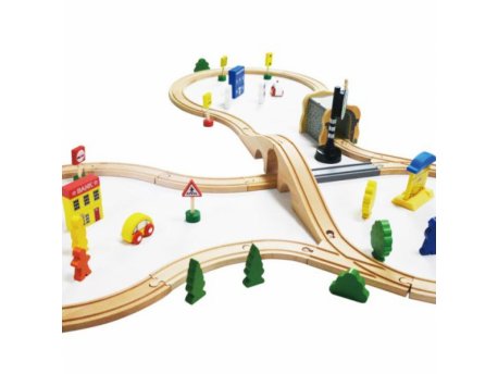 ECO TOYS Drveni voz set sa stazom battery-operated 69 delova (HM015147)