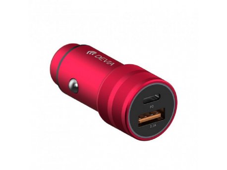 DEVIA Auto adapter 28W crvena