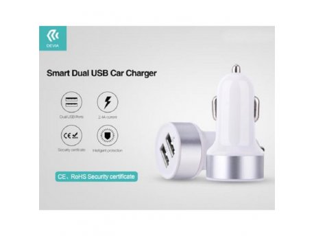 DEVIA Smart Dual auto adapter  2.4A bela