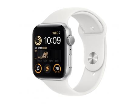 APPLE Watch SE2 GPS 44mm Silver Aluminium Case with White Sport Band - Regular (mnk23se/a)