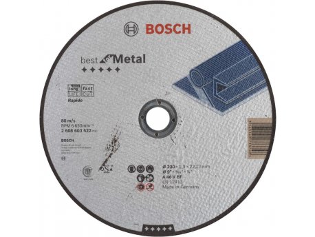 BOSCH Rezna ploča ravna Best for Metal - Rapido A 46 V BF, 230 mm, 1,9 mm - 2608603522