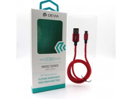 DEVIA USB Pheez cable micro 2.4A 1m crvena