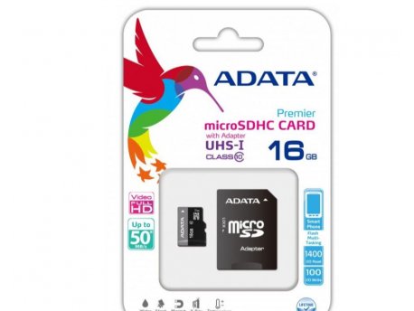 ADATA MEM. KARTICA microSDHC 16GB ADATA + SD adapter