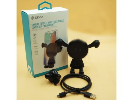 DEVIA Bezicni auto drzac - punjac smart series crna