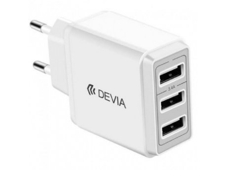 DEVIA Adapter smart 3 USB beli