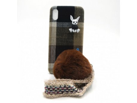 RABBIT PUFF Futrola silikonska za Iphone XR braon