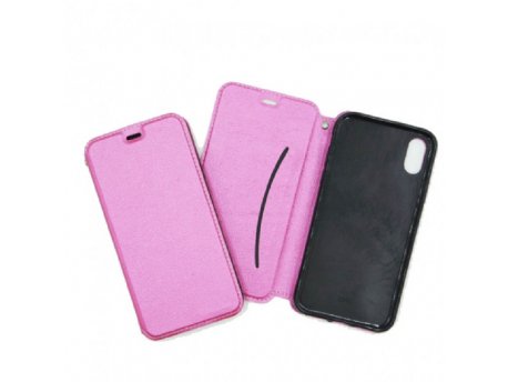 Leather Futrola na preklop Shine za Iphone XR roze