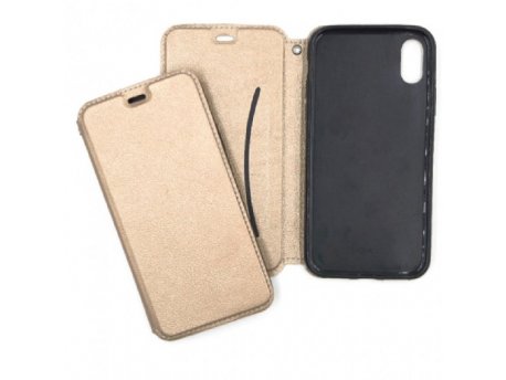Leather Futrola na preklop Shine za Iphone XS Max zlatna