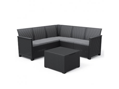 CURVER Baštenski set ugaoni Elodie 5 seater sa box stolom grafit