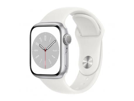 APPLE Watch S8 Silver Aluminum, White Sport 45mm Pametni sat (mp6n3se/a)