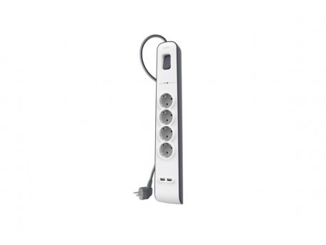 BELKIN 2 -4 Amp USB Charging 4-outlet Surge Protection Strip - 2M - Black/White