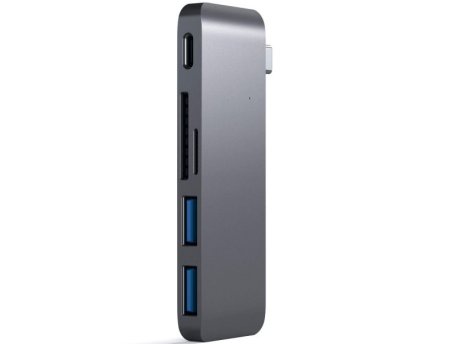 SATECHI Aluminium Type-C Passthrough USB Hub (3x USB 3.0,MicroSD) - Space Grey