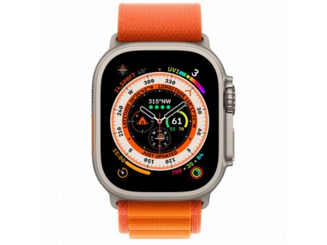 APPLE Watch Ultra Cellular, 49mm Titanium Case with Orange Alpine Loop - Small (mnhh3se/a)
