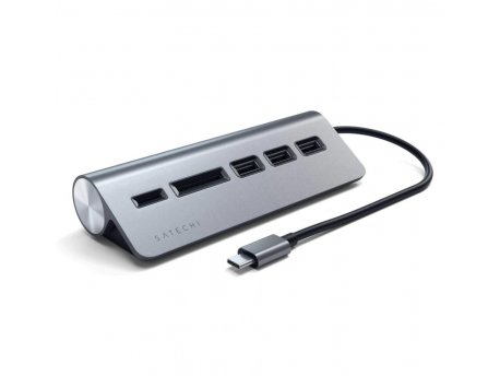 SATECHI Aluminium Type-C USB Hub (3x USB 3.0,MicroSD) - Silver