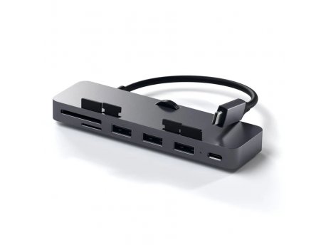 SATECHI Aluminum Type-C CLAMP PRO Hub (3x USB 3.0,MicroSD) - Silver