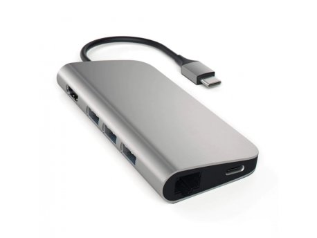 SATECHI Aluminium Type-C Multi-Port Adapter (HDMI 4K,3x USB 3.0,MicroSD,Ethernet) - Gold
