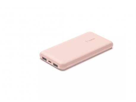 BELKIN BOOST CHARGE (10000 mAH) Power Bank with USB-C 15W - Dual USB-A - 15cm USB-A to C Cable - Pink