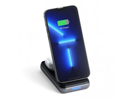 SATECHI Duo Wireless Charger Power Bank Stand 10000 mAh Stand (Powerbank based for iPhone & Airpods) - Space Grey