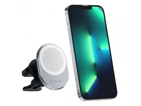 SATECHI Magnetic Wireless Car Charger - Silver