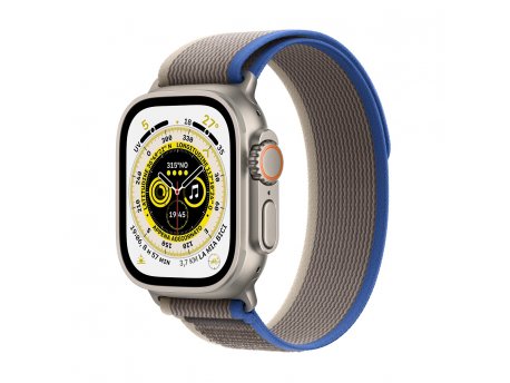 APPLE Watch Ultra Cellular 49mm Titanium Case with Blue/Gray Trail Loop-S/M(mnhl3se/a)