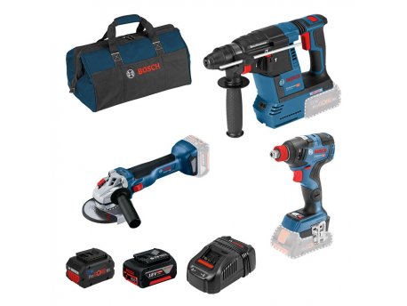 BOSCH Set akumulatorskog alata GBH 18V-26 + GDX 18V-200 C + GWS 18V-10 18V; 1 x 5,0 Ah; 1 x ProCORE 8,0 Ah (0615990M9F)