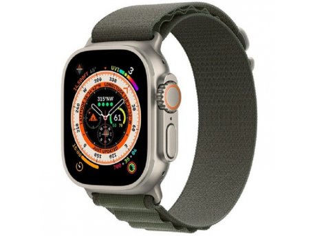 APPLE Watch Ultra Cellular 49mm Titanium Case with Green Alpine Loop - Large(mqfp3se/a)