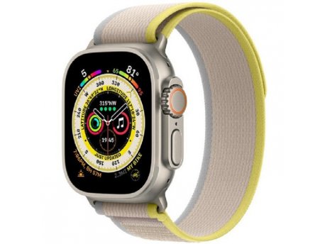 APPLE Watch Ultra Cellular 49mm Titanium Case with Yellow/Beige Trail Loop - S/M(mnhk3se/a)
