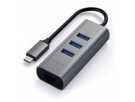 SATECHI Aluminium Type-C Hub (3x USB 3.0,Ethernet) - Space Grey