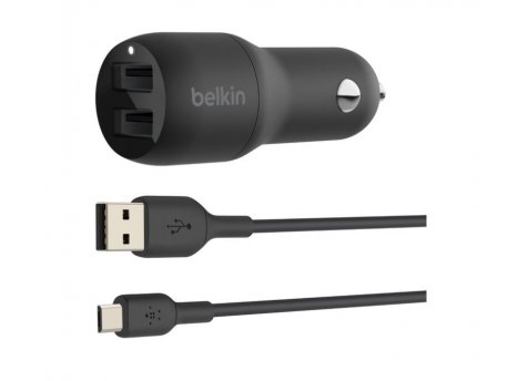 BELKIN BoostCharge Dual USB-A Car Charger 24W + USB-A to Micro-USB Kabl CCE002bt1MBK