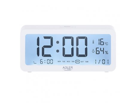 ADLER AD1195W budilnik na baterije, beli