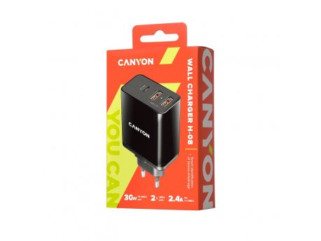 CANYON Kućni punjač za mobilni telefon, crni (CNE-CHA08B)