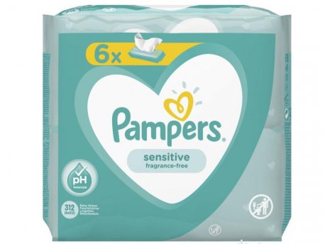 PAMPERS Wipes sensitive 6 x 52 pcs