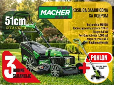 MACHER M51011 samohodna benzinska kosilica 2,9 kW, 51 cm