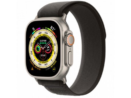 APPLE Watch Ultra Cellular, 49mm Titanium Case with Black/Gray Trail Loop - M/L ( mqfx3se/a)