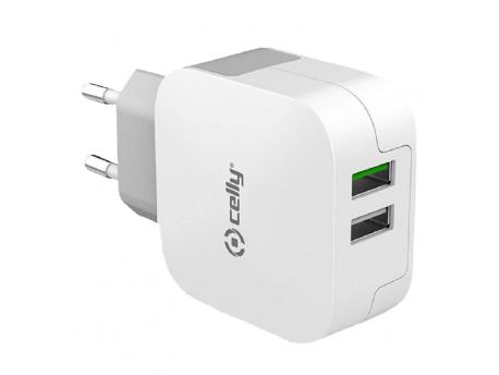 CELLY Turbo kućni punjač sa dva USB ulaza (Bela)